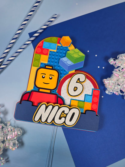 Building blocks Cake topper, Building blocks theme party, Building blocks party theme for boys
