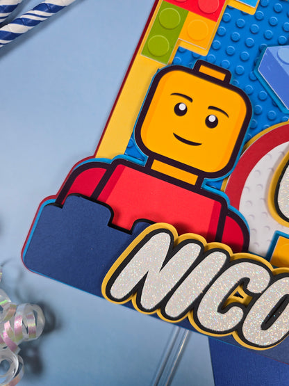 Building blocks Cake topper, Building blocks theme party, Building blocks party theme for boys