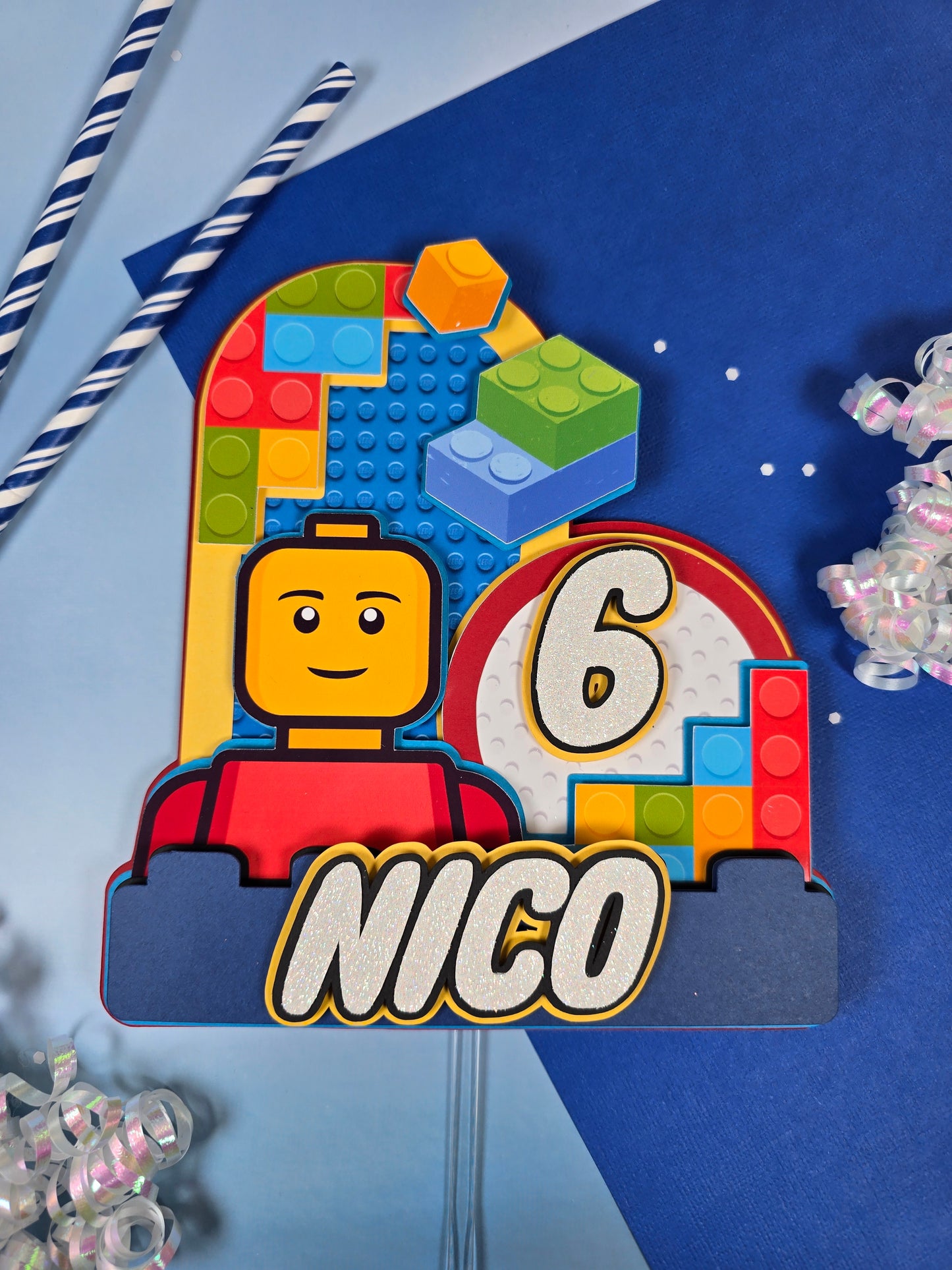 Building blocks Cake topper, Building blocks theme party, Building blocks party theme for boys