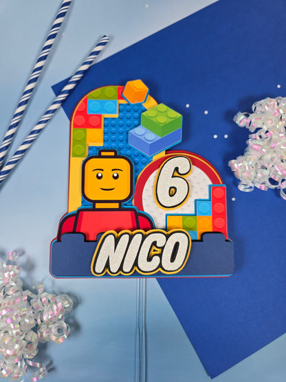 Building blocks Cake topper, Building blocks theme party, Building blocks party theme for boys