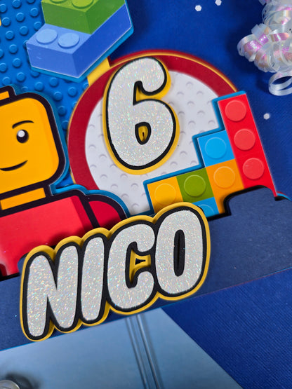 Building blocks Cake topper, Building blocks theme party, Building blocks party theme for boys