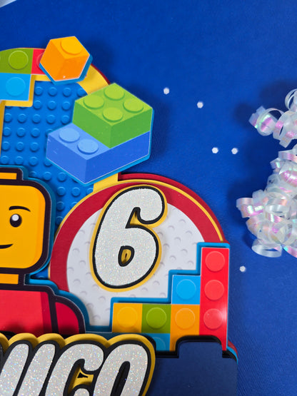 Building blocks Cake topper, Building blocks theme party, Building blocks party theme for boys