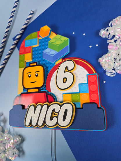 Building blocks Cake topper, Building blocks theme party, Building blocks party theme for boys