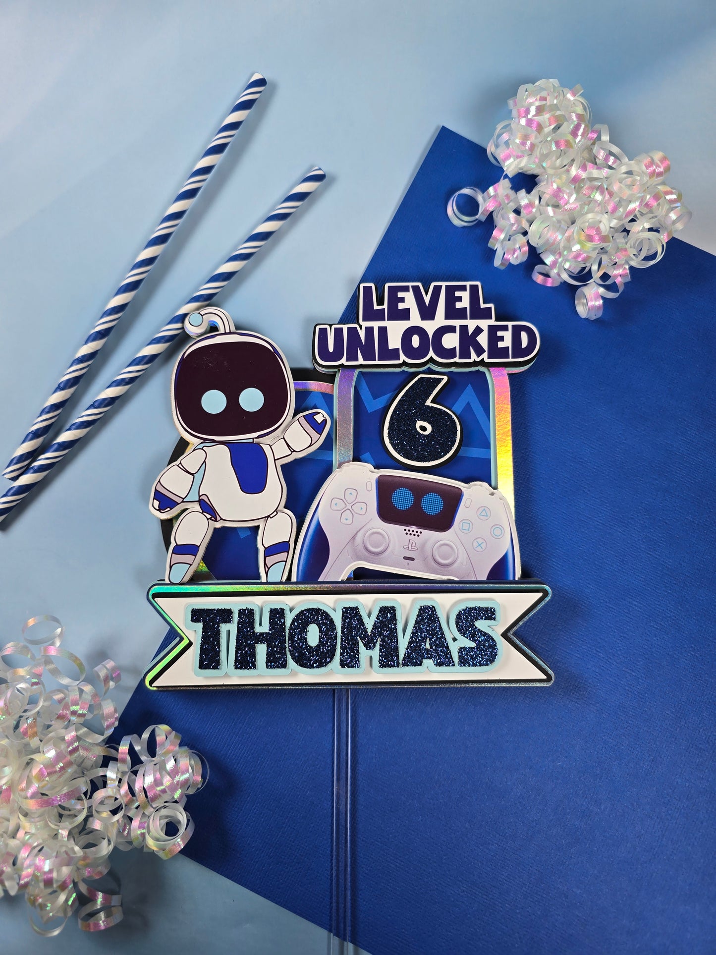 Astrobot Cake topper,  Video games birthday Astro bot party theme