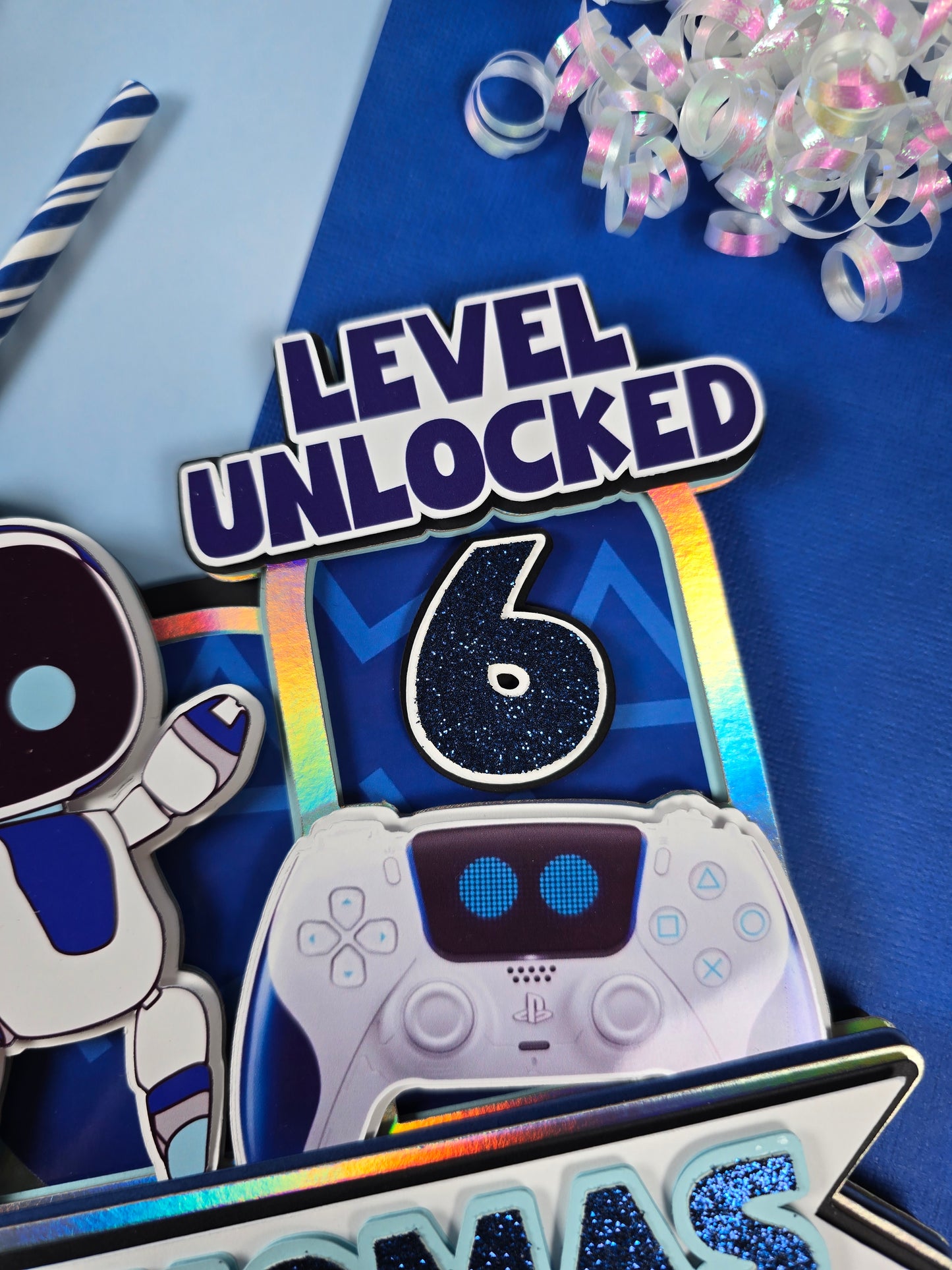 Astrobot Cake topper,  Video games birthday Astro bot party theme