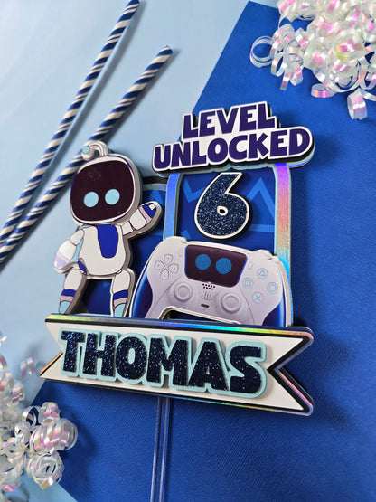 Astrobot Cake topper,  Video games birthday Astro bot party theme