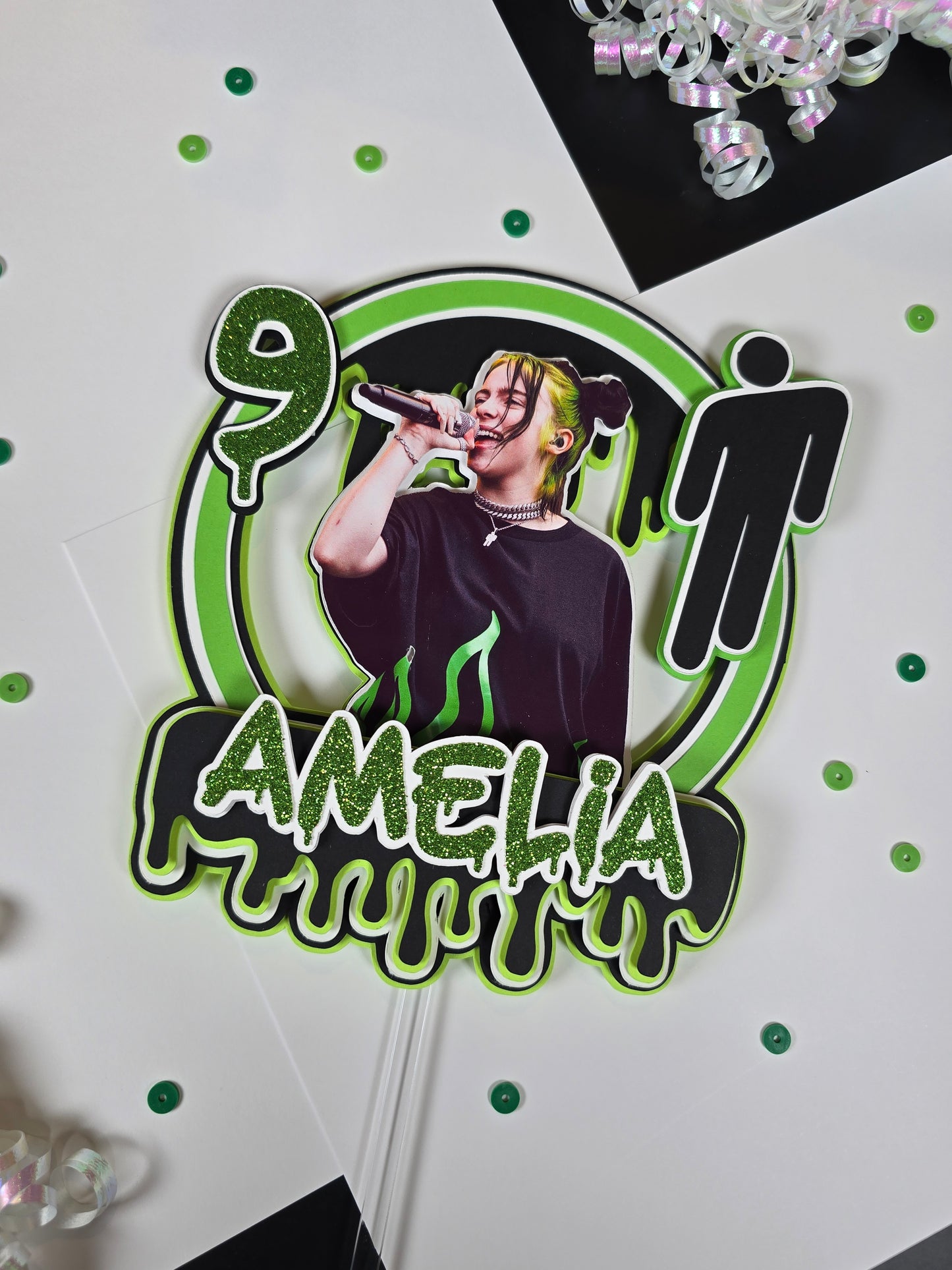 Billie Eilish Cake topper, Billie Eilish theme party, Billie Eilish party theme (Copy)