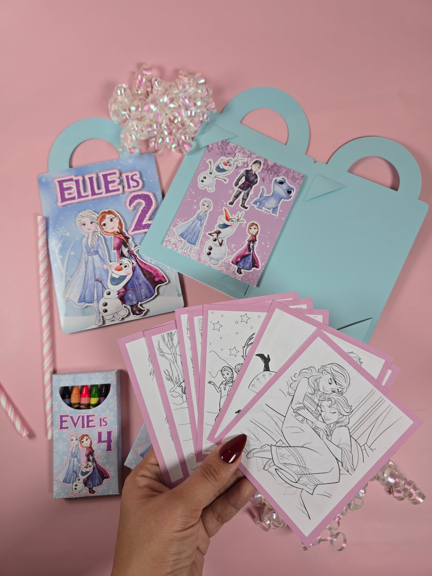 Ice princess coloring suite case + stickers, Enchanted Ice party favors, Magical snowland princess coloring