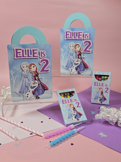 Ice princess coloring suite case + stickers, Enchanted Ice party favors, Magical snowland princess coloring