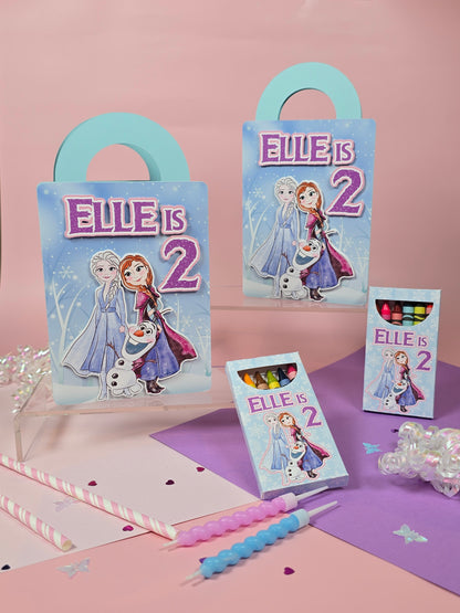 Ice princess coloring suite case + stickers, Enchanted Ice party favors, Magical snowland princess coloring