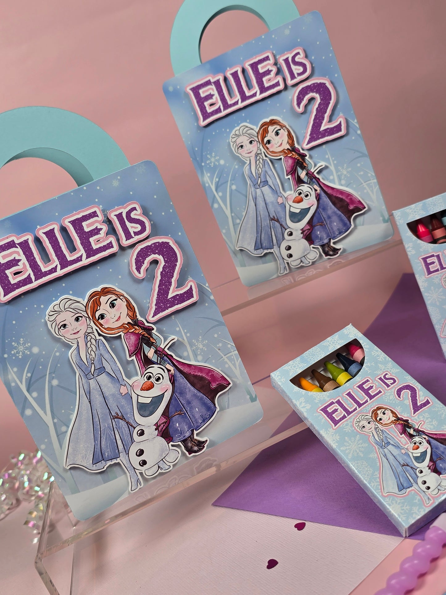 Ice princess coloring suite case + stickers, Enchanted Ice party favors, Magical snowland princess coloring