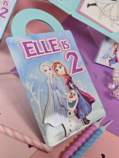 Ice princess coloring suite case + stickers, Enchanted Ice party favors, Magical snowland princess coloring