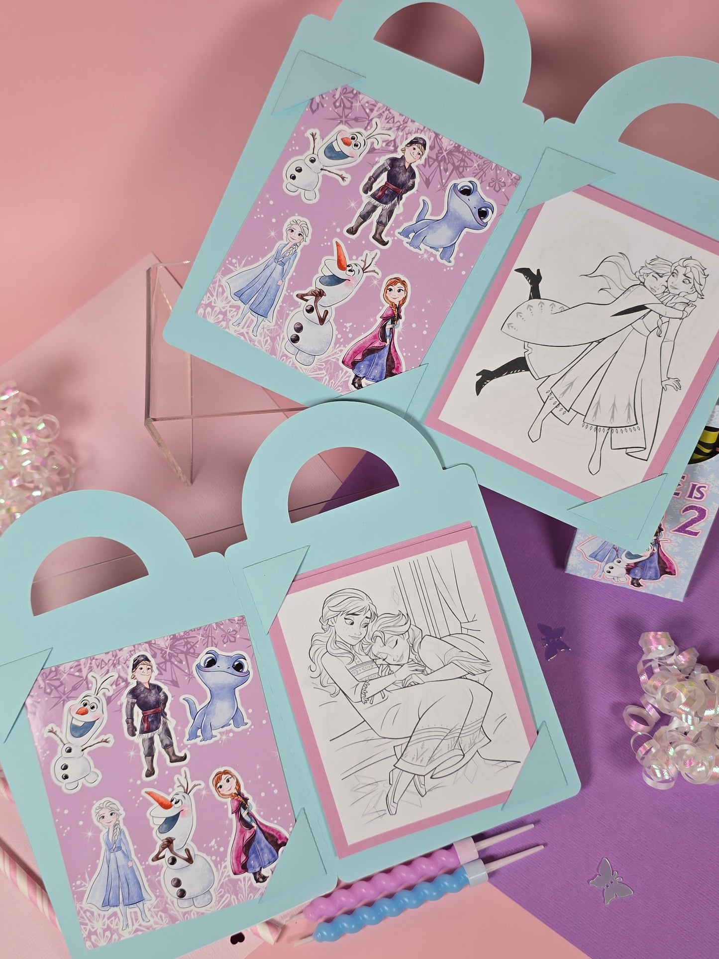 Ice princess coloring suite case + stickers, Enchanted Ice party favors, Magical snowland princess coloring