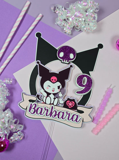 Kuromi Cake topper, Kuromi topper, Kuromi party theme, Kuromi birthday
