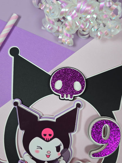 Kuromi Cake topper, Kuromi topper, Kuromi party theme, Kuromi birthday