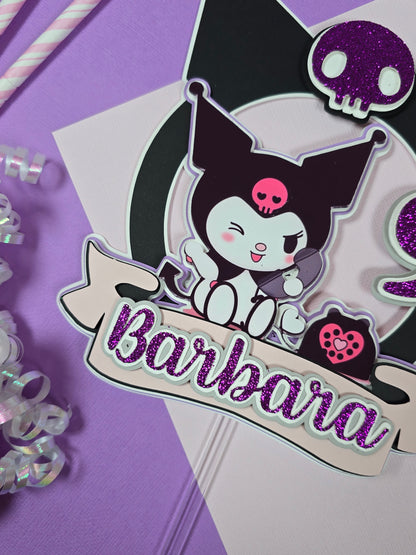 Kuromi Cake topper, Kuromi topper, Kuromi party theme, Kuromi birthday