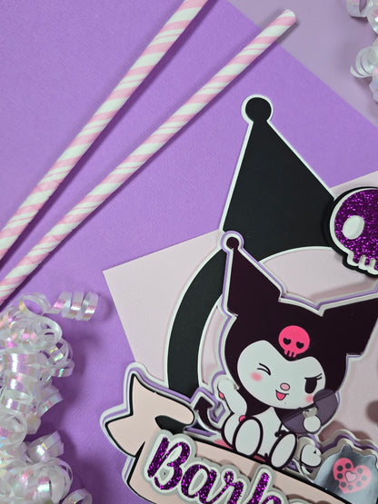 Kuromi Cake topper, Kuromi topper, Kuromi party theme, Kuromi birthday