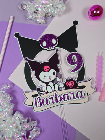 Kuromi Cake topper, Kuromi topper, Kuromi party theme, Kuromi birthday
