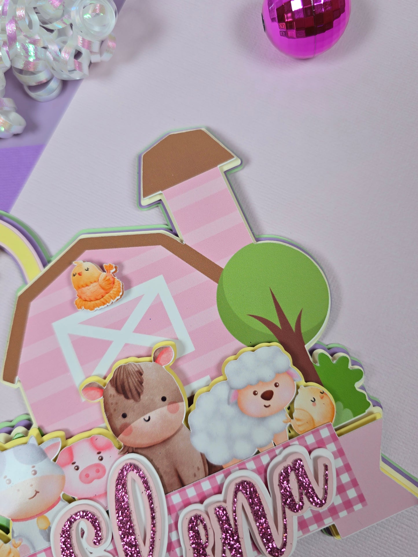 Girl Farm Animals Cake topper, farm animals cake topper