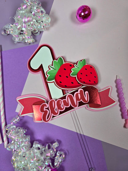 My Berry First Birthday Cake topper, berry first birthday, strawberry cake topper