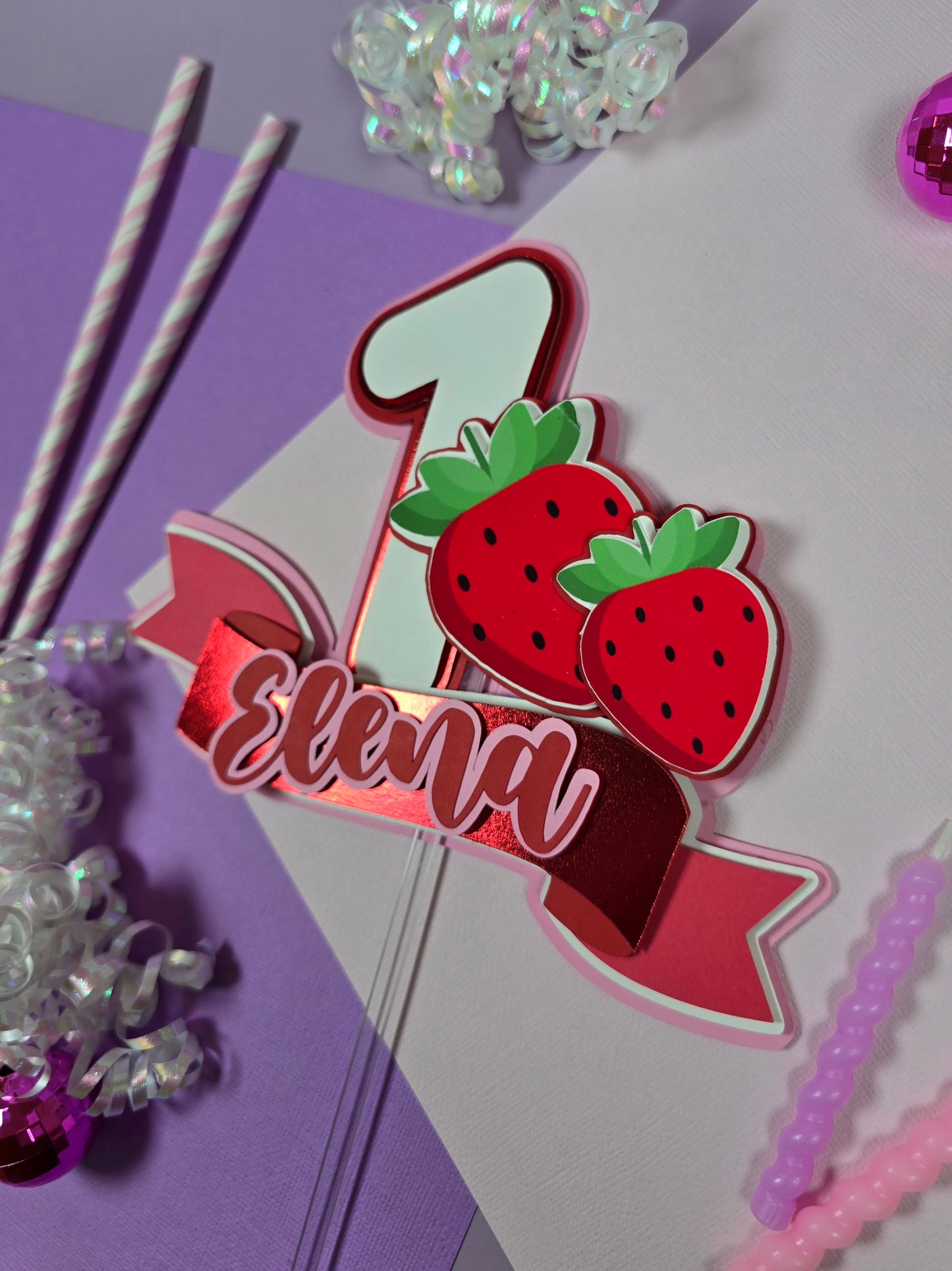 My Berry First Birthday Cake topper, berry first birthday, strawberry cake topper