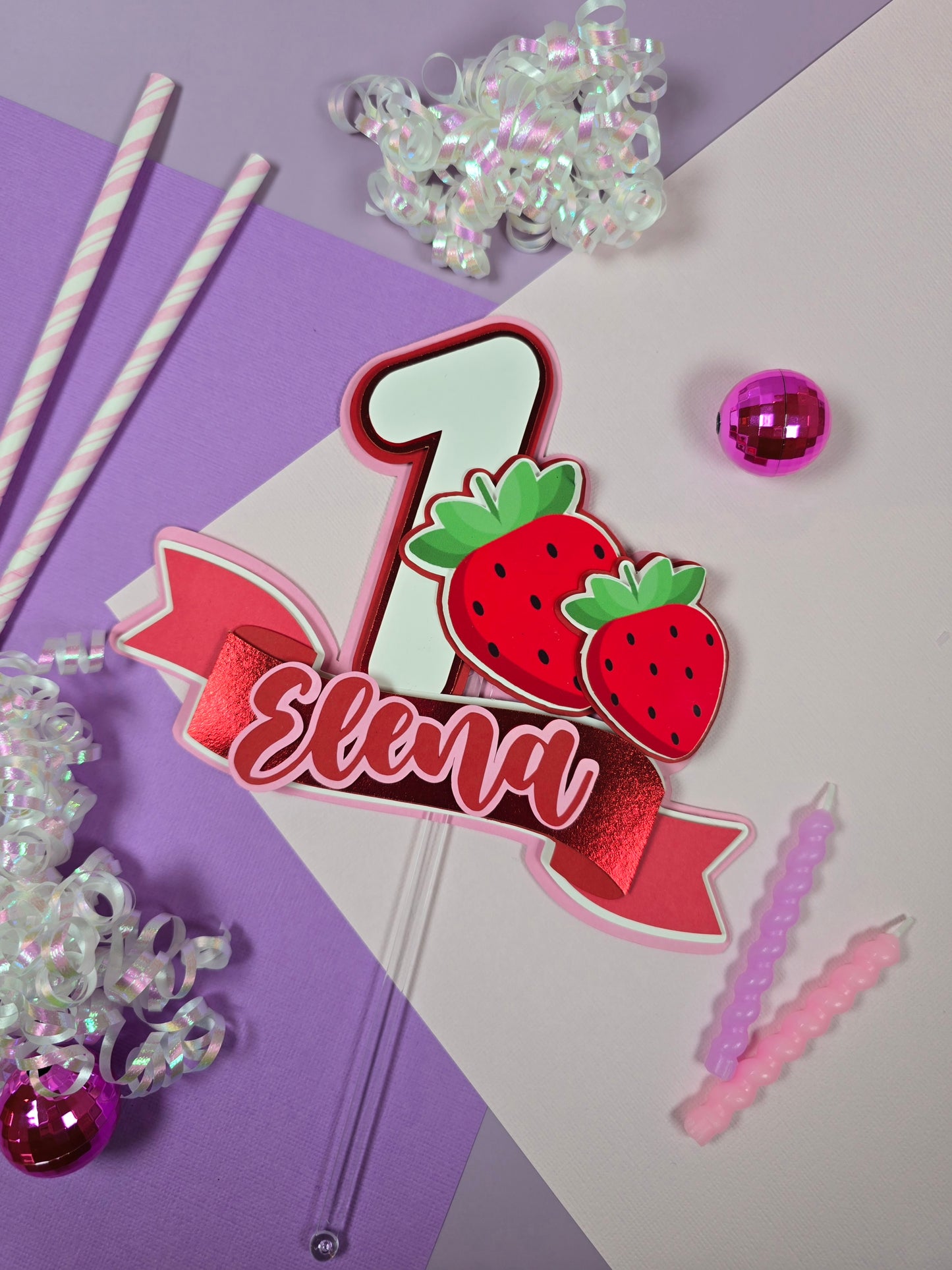 My Berry First Birthday Cake topper, berry first birthday, strawberry cake topper