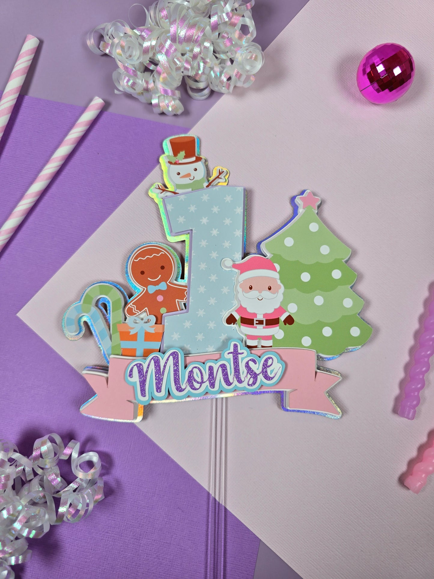 Oh What Fun It is To Be One Cake topper, Christmas theme party, Christmas party theme Girly theme