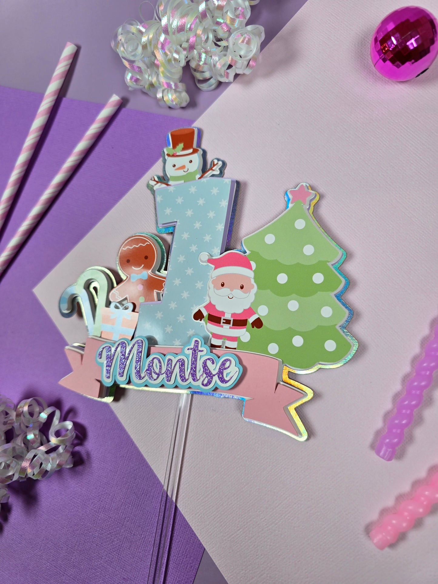 Oh What Fun It is To Be One Cake topper, Christmas theme party, Christmas party theme Girly theme