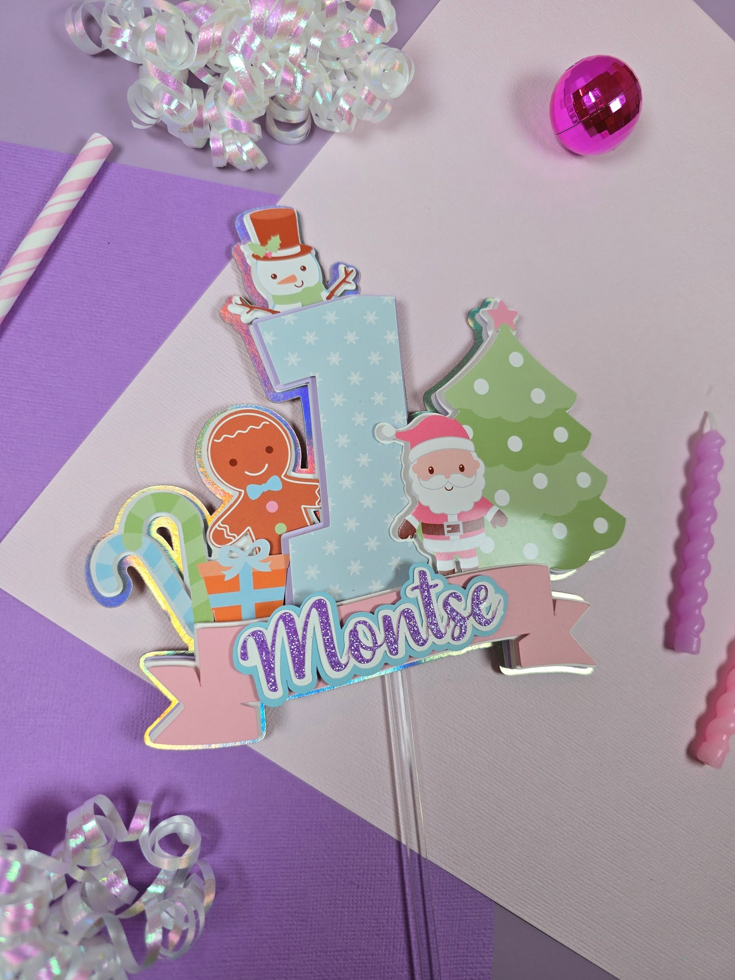 Oh What Fun It is To Be One Cake topper, Christmas theme party, Christmas party theme Girly theme