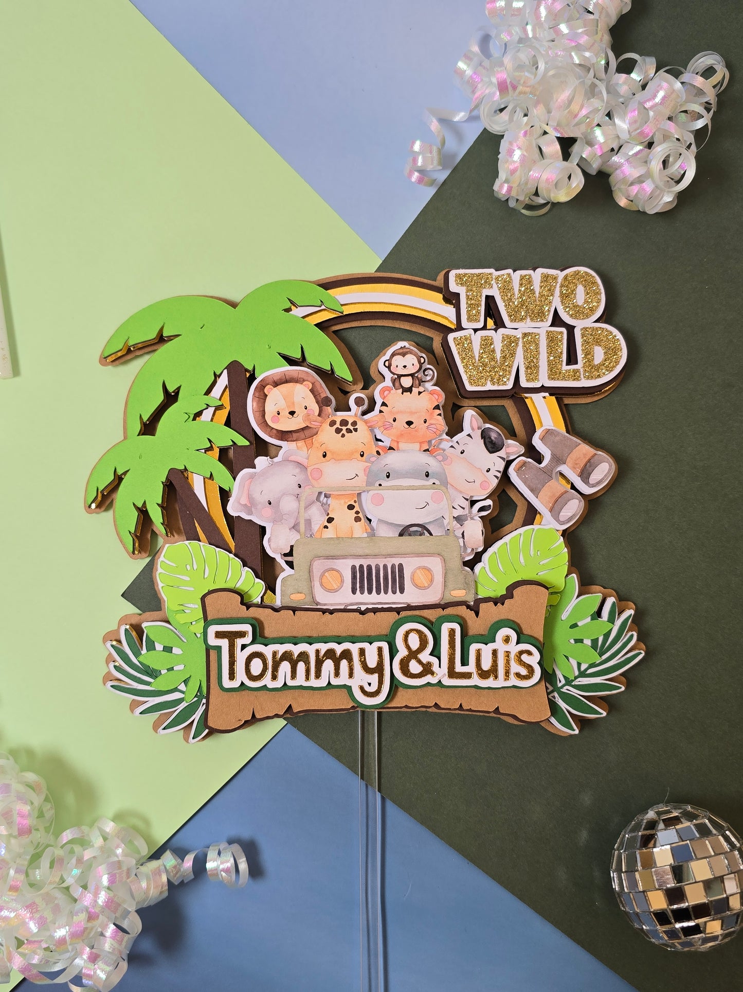 Two wild Cake topper, Safari Cake topper, Animals cake topper, Safari birthday