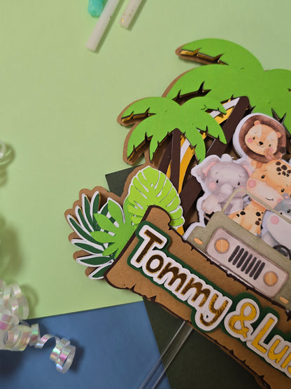 Two wild Cake topper, Safari Cake topper, Animals cake topper, Safari birthday