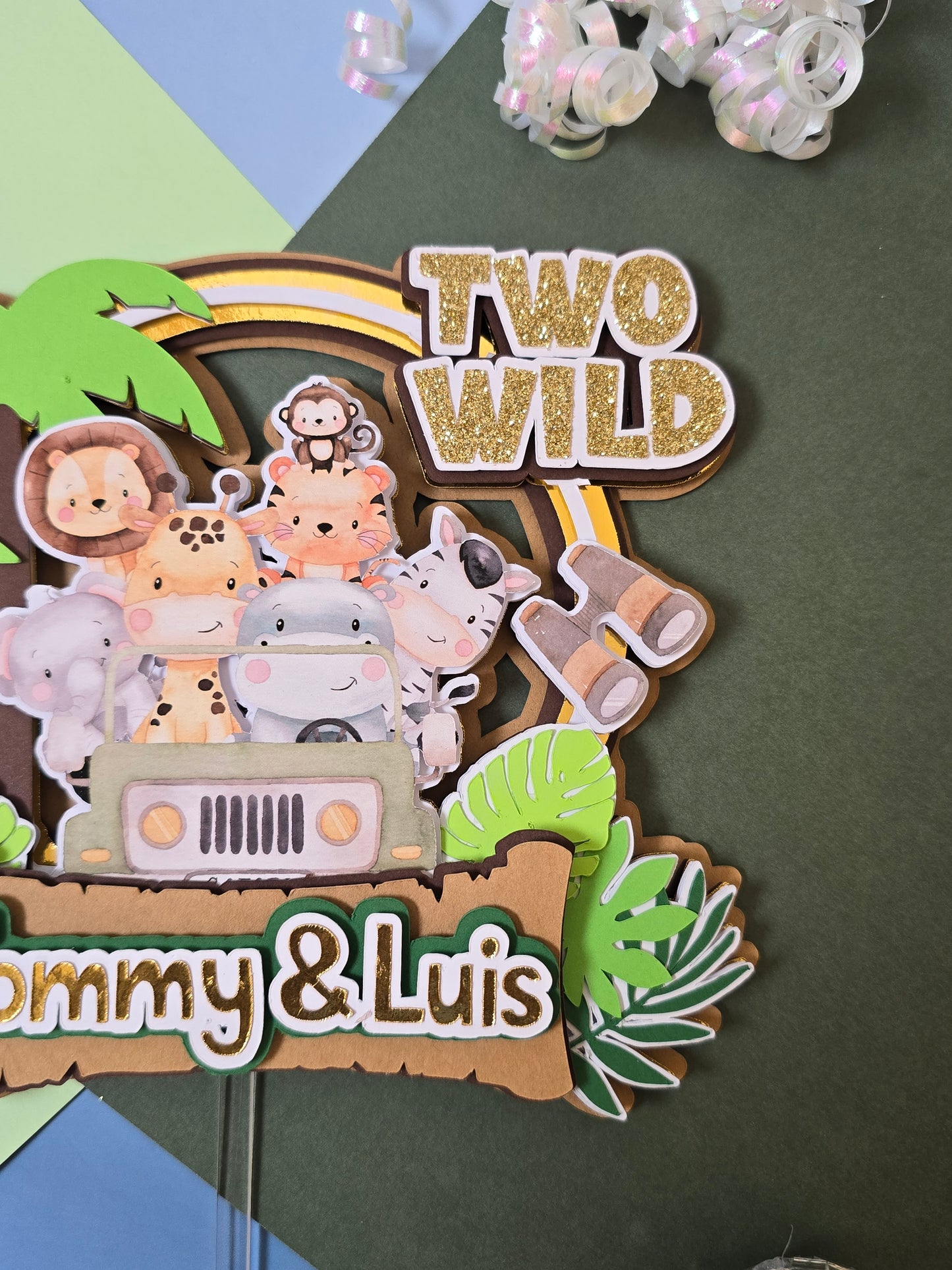Two wild Cake topper, Safari Cake topper, Animals cake topper, Safari birthday