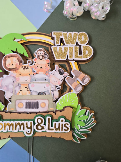 Two wild Cake topper, Safari Cake topper, Animals cake topper, Safari birthday