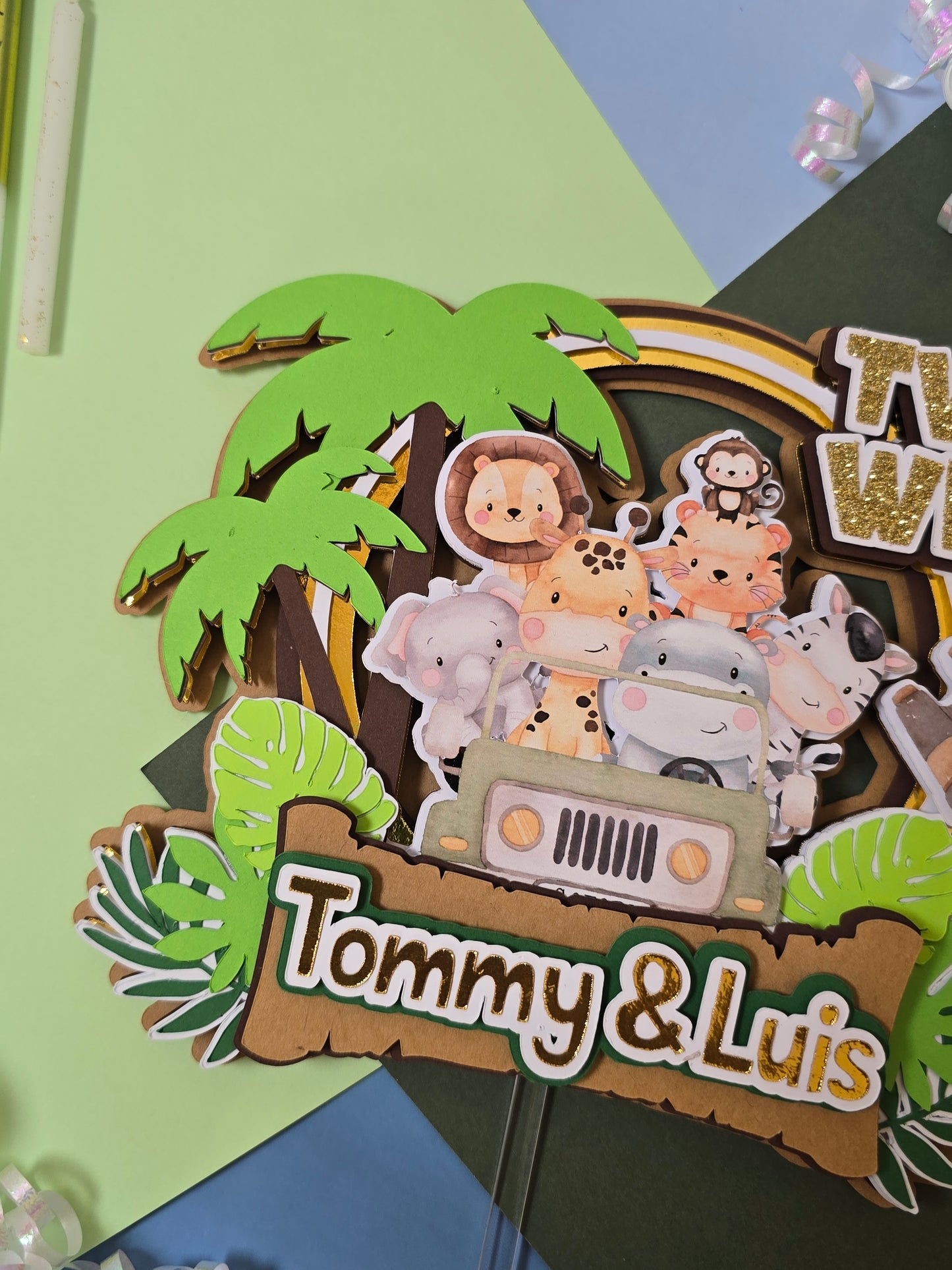 Two wild Cake topper, Safari Cake topper, Animals cake topper, Safari birthday