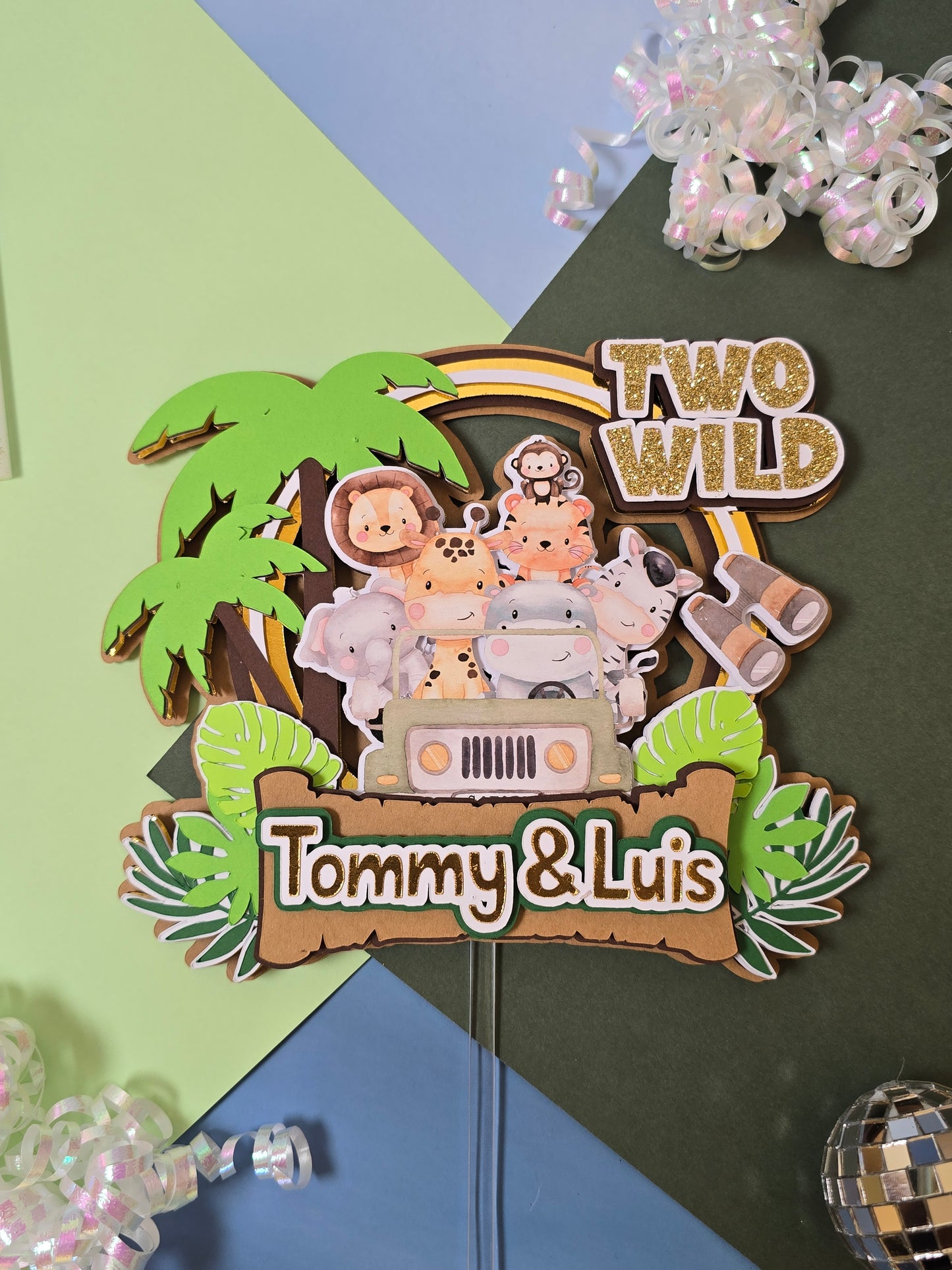 Two wild Cake topper, Safari Cake topper, Animals cake topper, Safari birthday