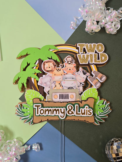 Two wild Cake topper, Safari Cake topper, Animals cake topper, Safari birthday