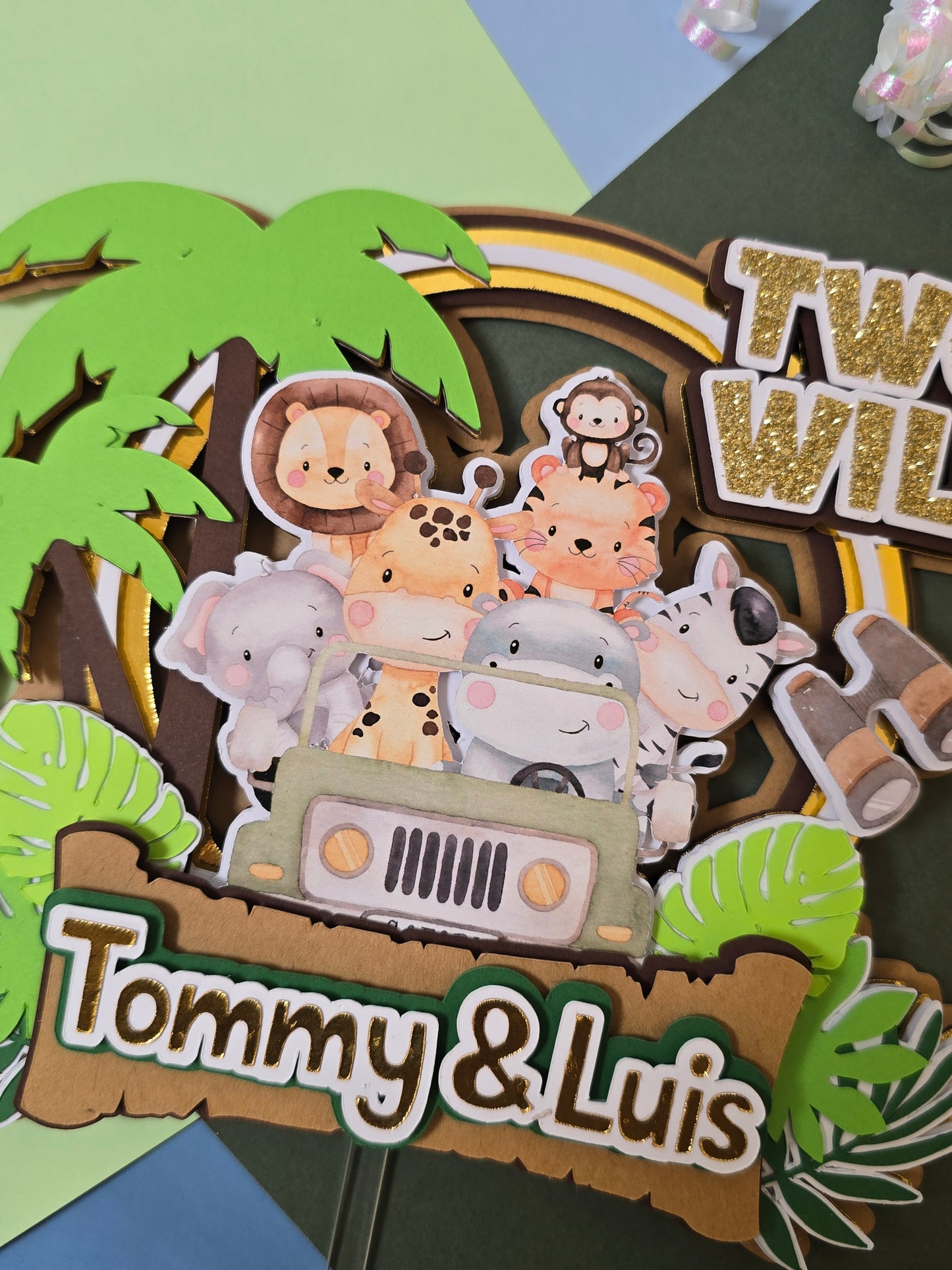 Two wild Cake topper, Safari Cake topper, Animals cake topper, Safari birthday