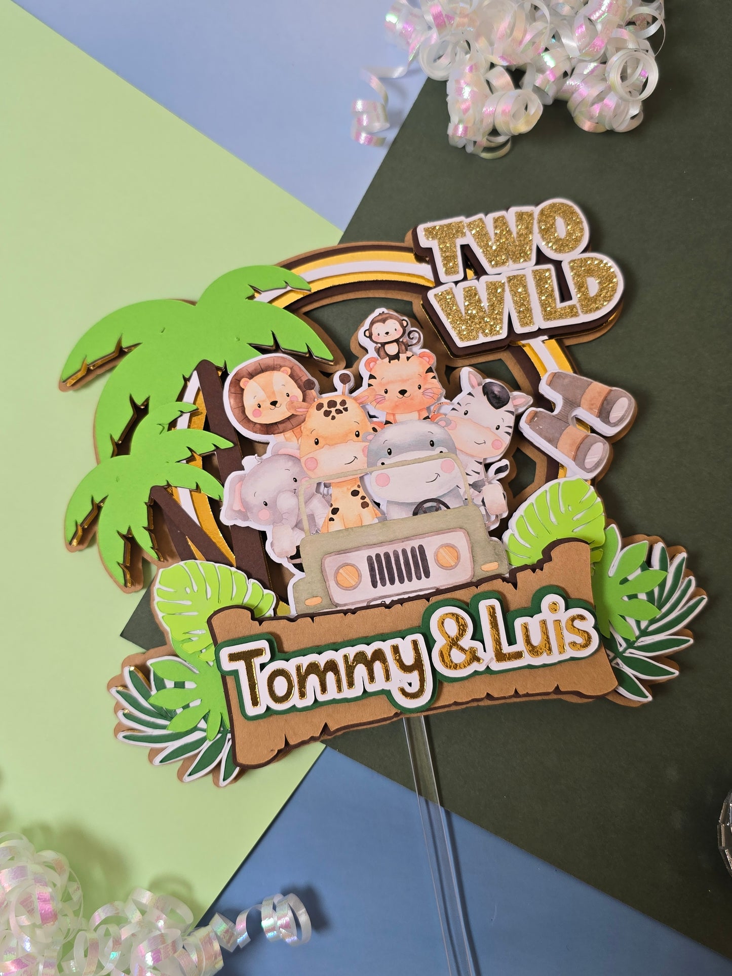 Two wild Cake topper, Safari Cake topper, Animals cake topper, Safari birthday