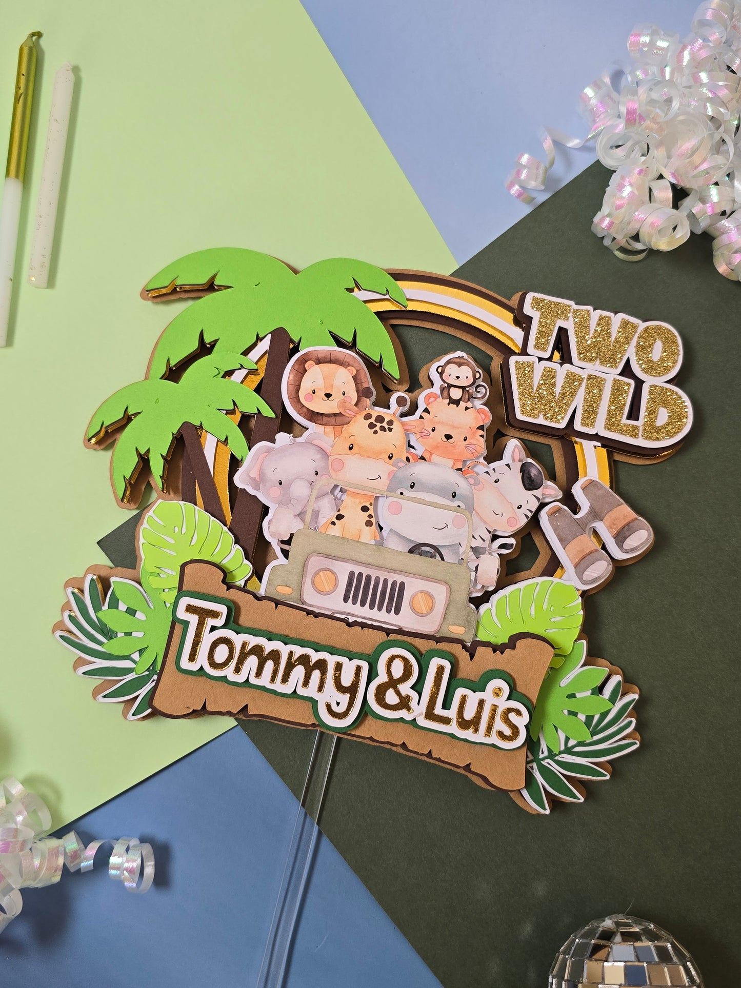 Two wild Cake topper, Safari Cake topper, Animals cake topper, Safari birthday