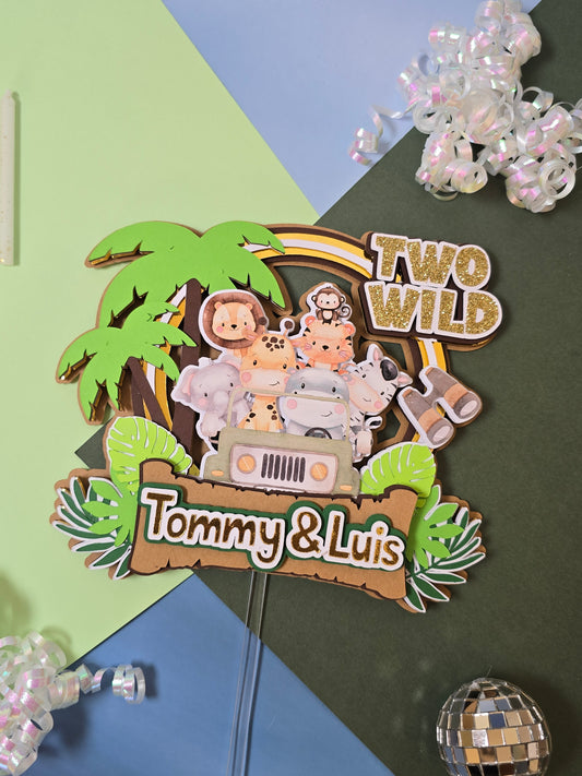 Two wild Cake topper, Safari Cake topper, Animals cake topper, Safari birthday