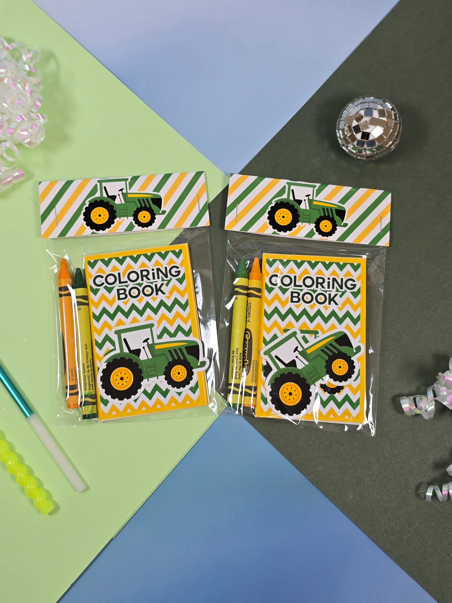 Green Tractor mini coloring books, Tractor mini coloring pages, Tractor farm party favors
