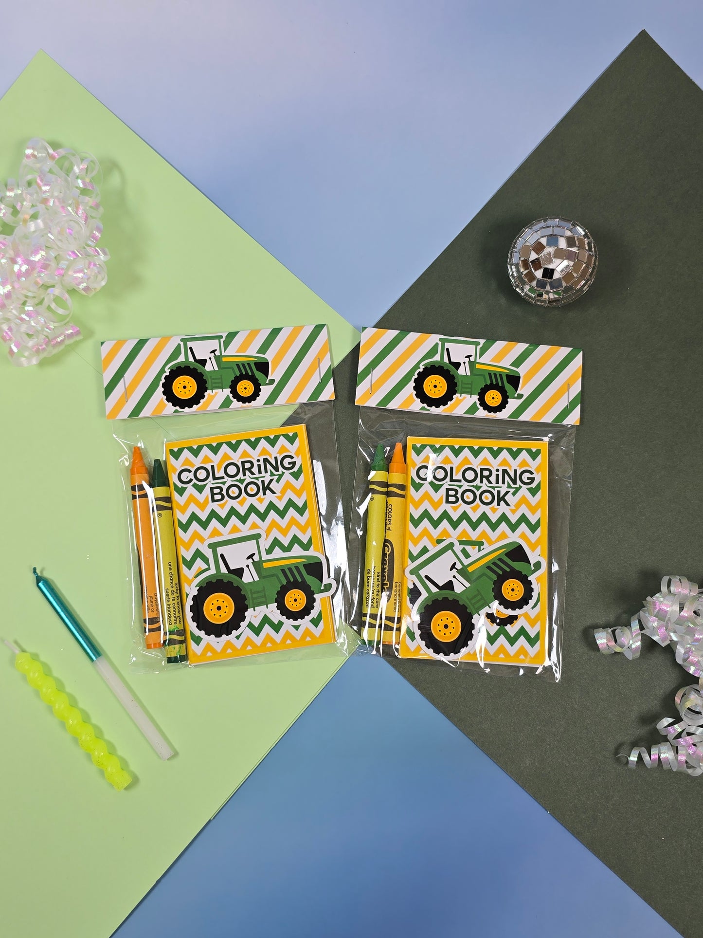 Green Tractor mini coloring books, Tractor mini coloring pages, Tractor farm party favors