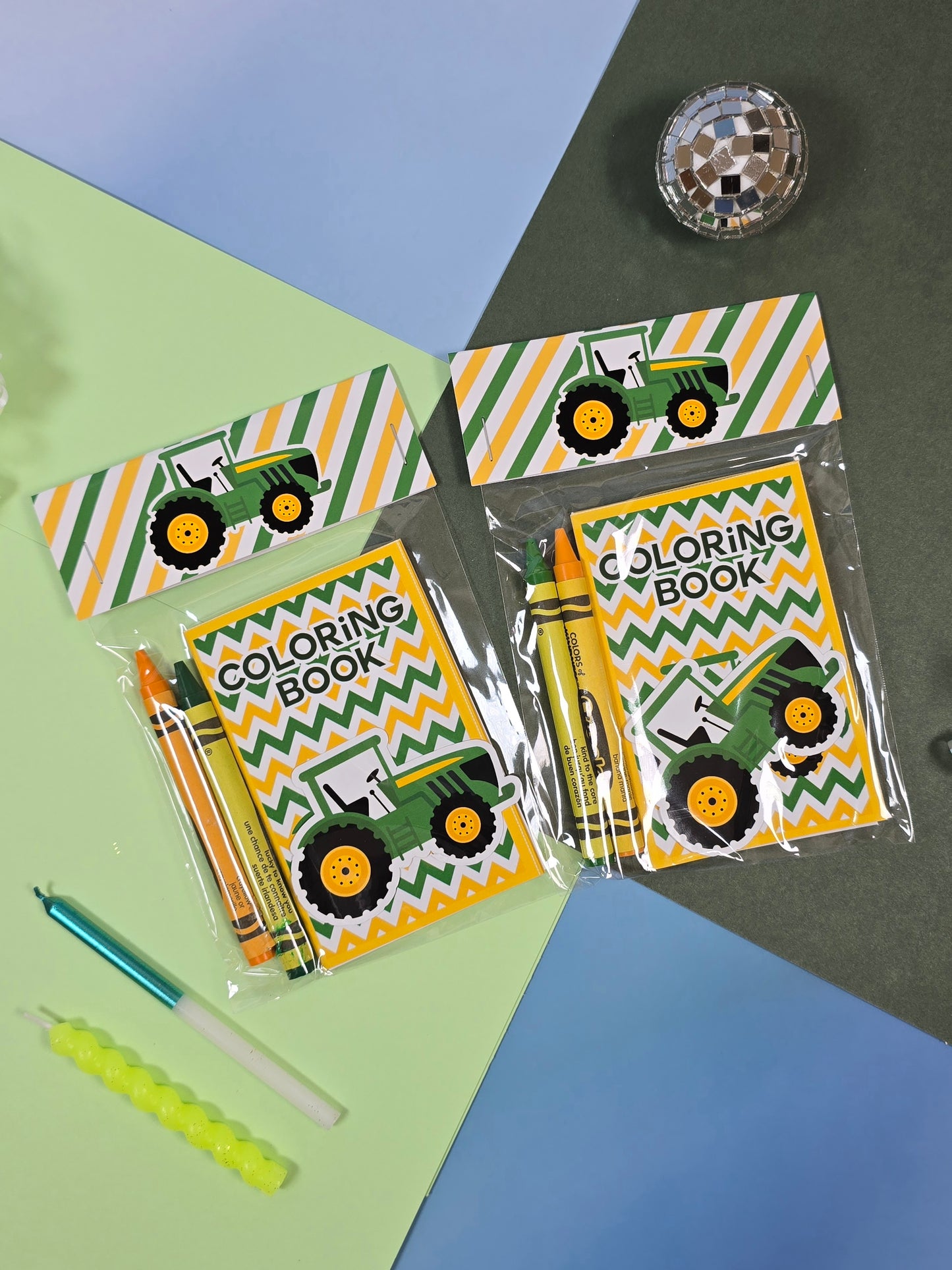 Green Tractor mini coloring books, Tractor mini coloring pages, Tractor farm party favors
