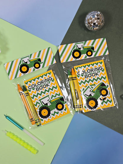Green Tractor mini coloring books, Tractor mini coloring pages, Tractor farm party favors