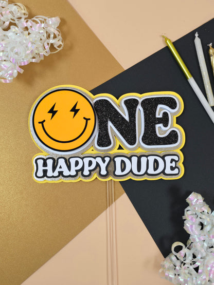 One Happy Dude Cake topper, One happy Dude birthday decorations, First Birthday Cake topper, One happy dude