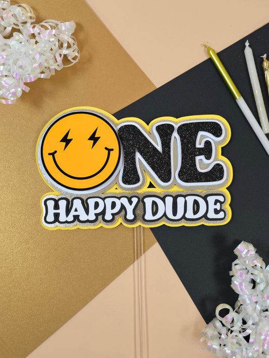 One Happy Dude Cake topper, One happy Dude birthday decorations, First Birthday Cake topper, One happy dude