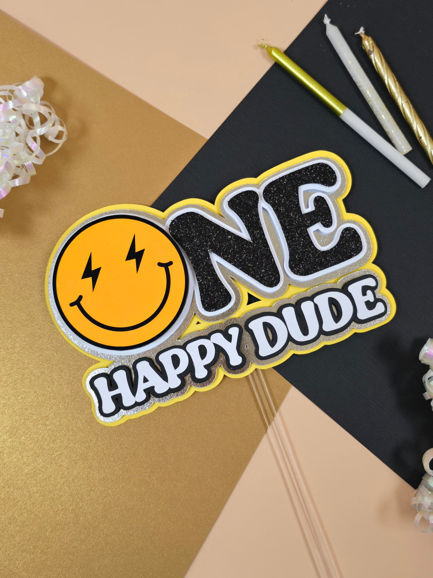 One Happy Dude Cake topper, One happy Dude birthday decorations, First Birthday Cake topper, One happy dude