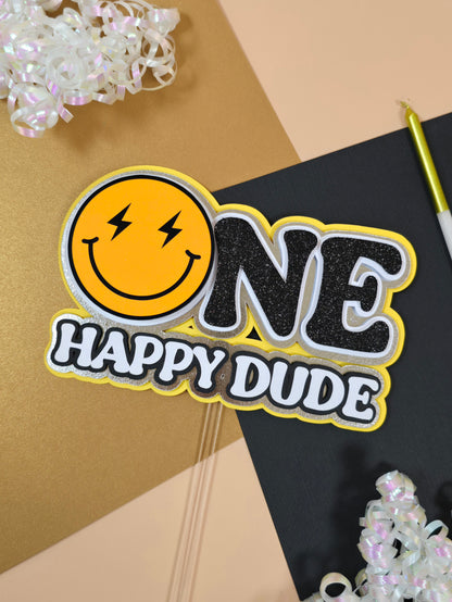 One Happy Dude Cake topper, One happy Dude birthday decorations, First Birthday Cake topper, One happy dude