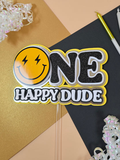 One Happy Dude Cake topper, One happy Dude birthday decorations, First Birthday Cake topper, One happy dude