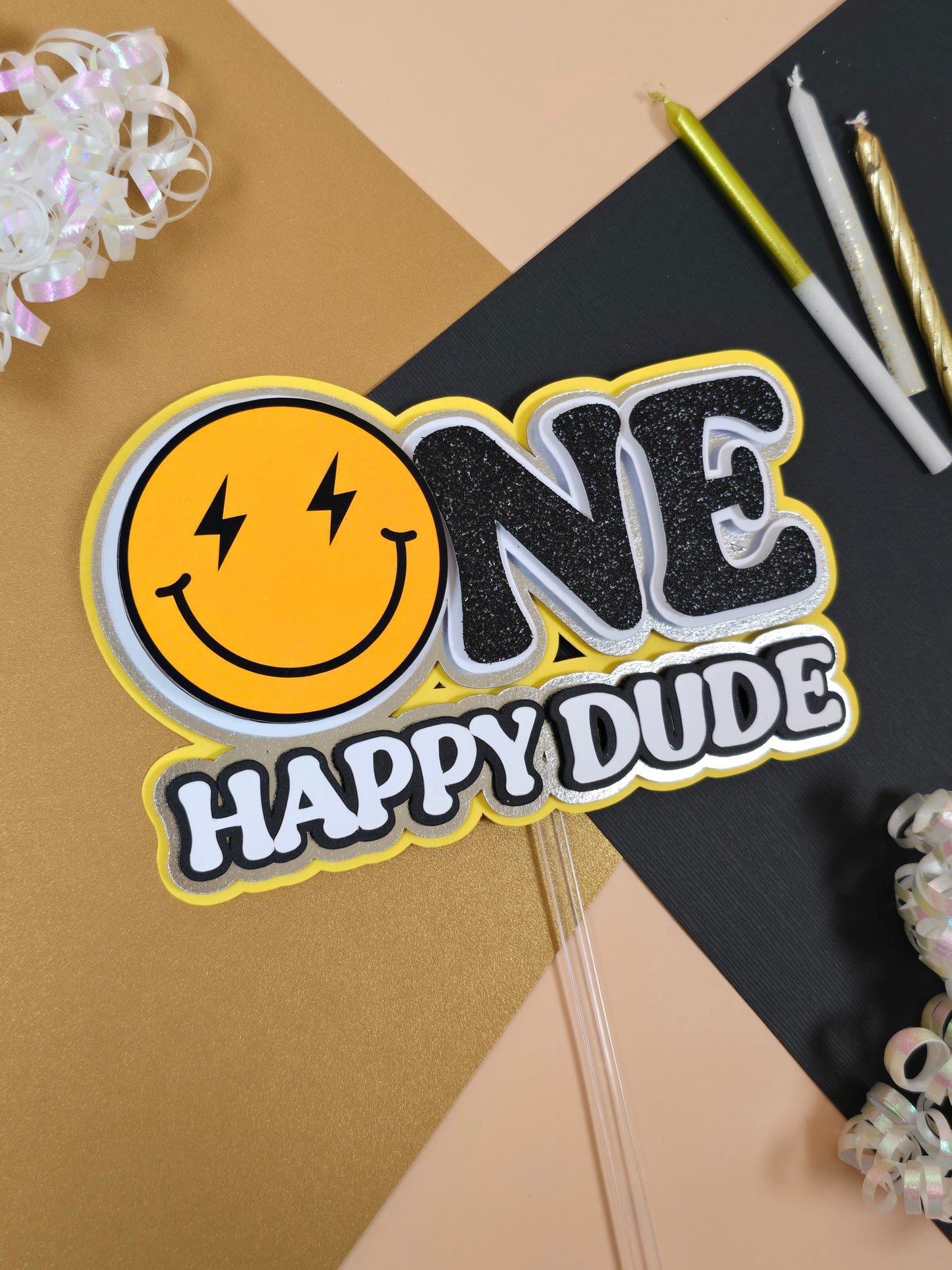 One Happy Dude Cake topper, One happy Dude birthday decorations, First Birthday Cake topper, One happy dude